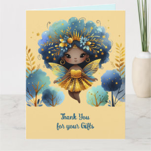 African Fairy Thank You Teal Gold Pink Princess Card