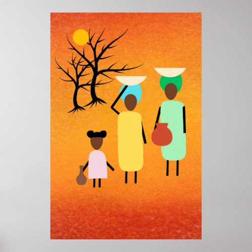 African family daily life struggle wall art