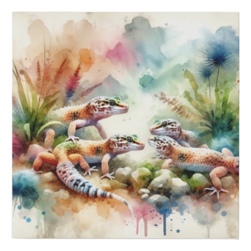 African Fat_tailed Gecko AREF3201 _ Watercolor Faux Canvas Print