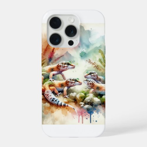 African Fat_tailed Gecko AREF3201 _ Watercolor iPhone 15 Pro Case