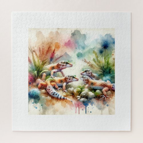 African Fat_tailed Gecko AREF3201 _ Watercolor Jigsaw Puzzle