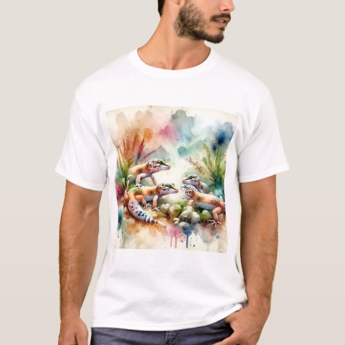 African Fat_tailed Gecko AREF3201 _ Watercolor T_Shirt