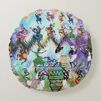 African Feast: Rhythms of Africa Round Pillow