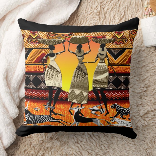 African Feast Throw Pillow (Blanket)