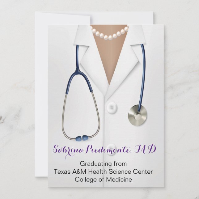 African Female Doctor Graduation Party Invitation (Front)