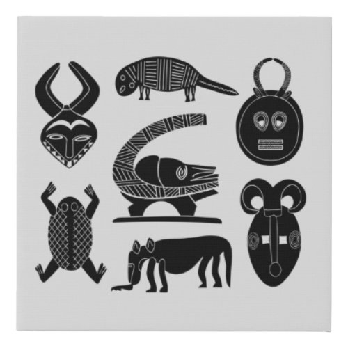 african figures symbols faux canvas print