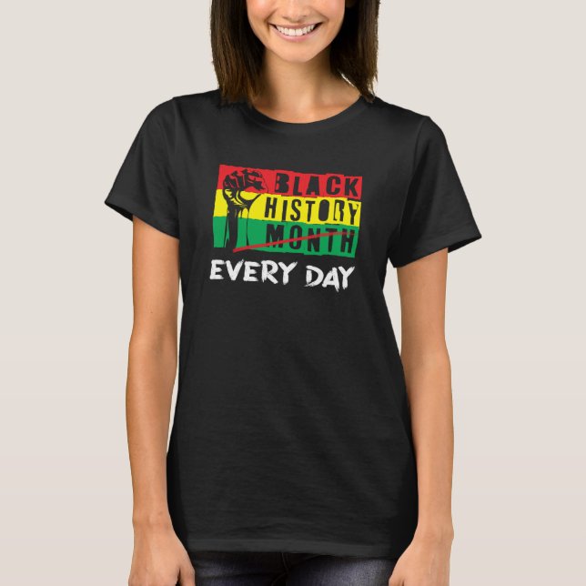 African Flag Clenched Fist Black History Month T-Shirt (Front)