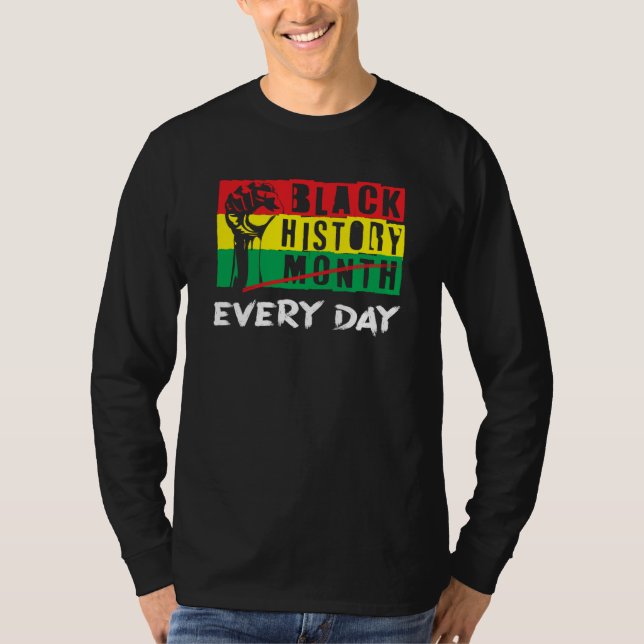 African Flag Clenched Fist Black History Month T-Shirt (Front)