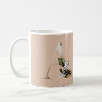 African Flora Embellished Letter A Monogram Coffee