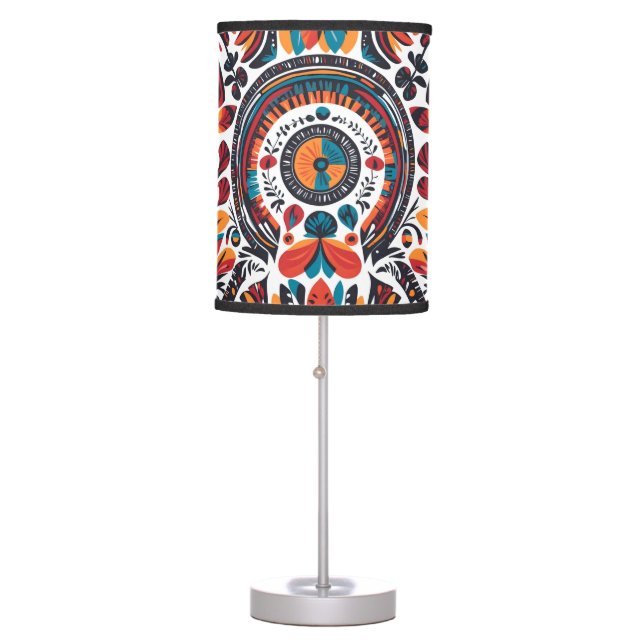 African Folk Art Design Table Lamp (Front)