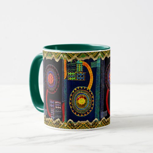 African Folk Art Flower Garden Design Mug