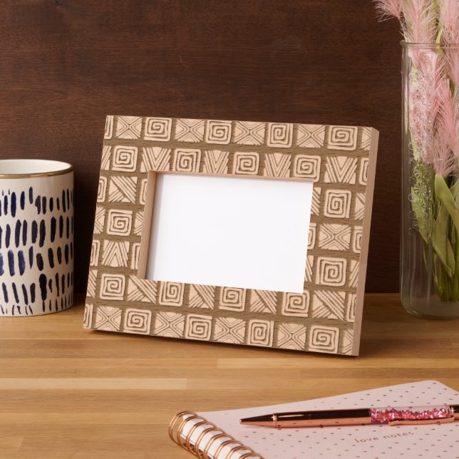 African Folk Art - Seamless Shapes Pattern 3 Engraved Frames (Left)