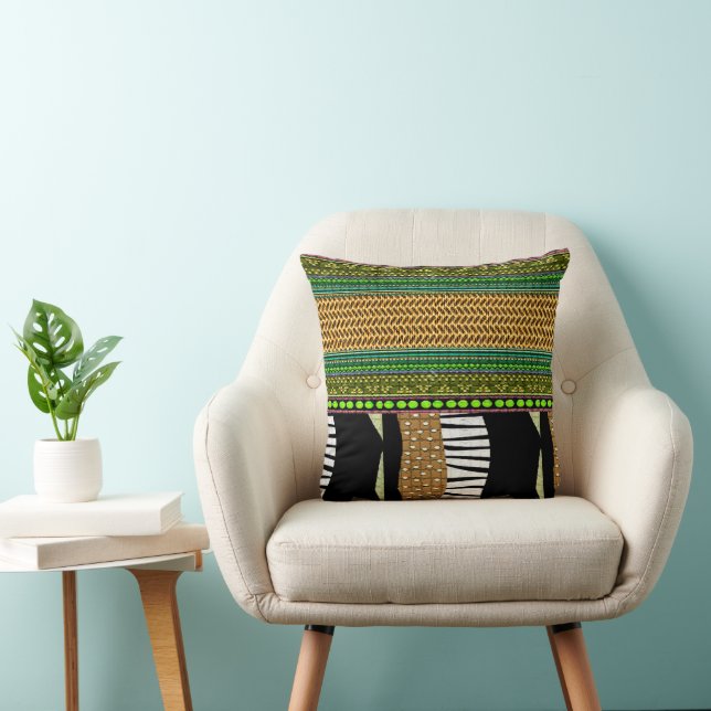 African Geometric Accent Throw Pillow (Chair)