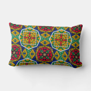 African Geometric Mosaic Ankole Style Textile Prin Lumbar Pillow