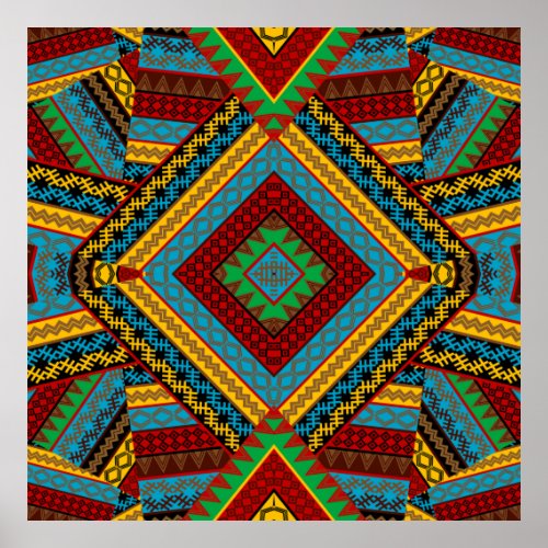 African Geometric Motif Poster