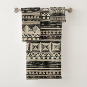 African Geometric Pattern Bath Towel Set