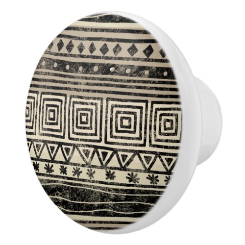 African Geometric Pattern Ceramic Knob