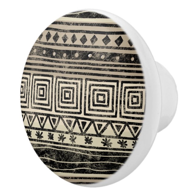 African Geometric Pattern Ceramic Knob (Right)