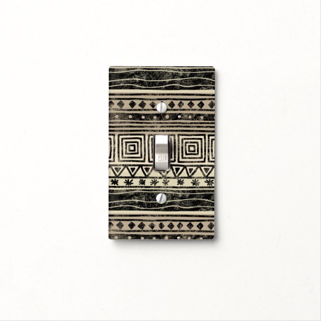 African Geometric Pattern Light Switch Cover (In Situ)