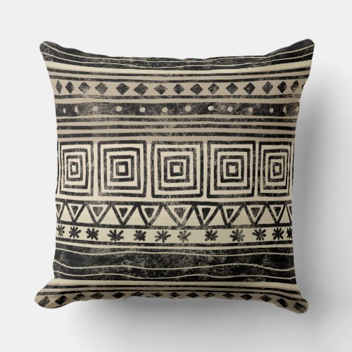 African Geometric Pattern Throw Pillow