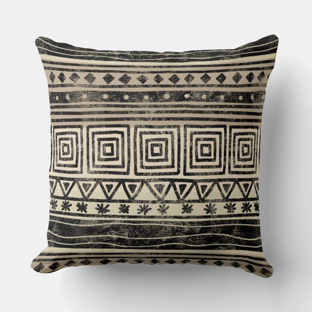 African Geometric Pattern Throw Pillow (Front)