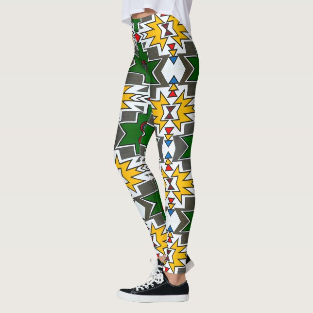 African Geometric Print High Waist Workout Legging (Left)