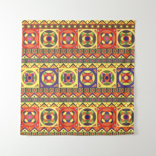 African Geometric Shapes Vintage Tapestry