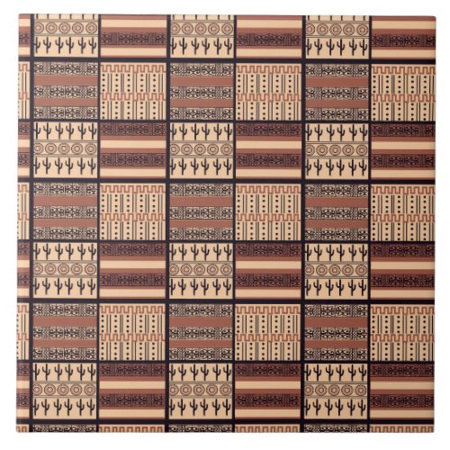 African Geometric Tribal Pattern Ceramic Tile