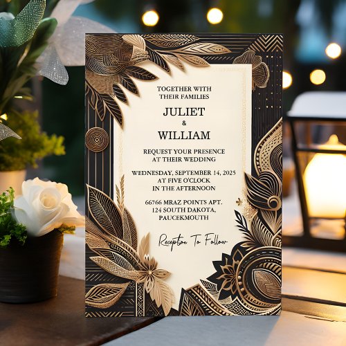 African Ghana Brown Traditional Nigeria Wedding Invitation