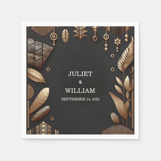 African Ghana Brown Traditional Nigeria Wedding Napkins (Front)