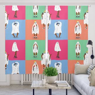 african ghost halloween colorblock ghouls funny blackout curtains