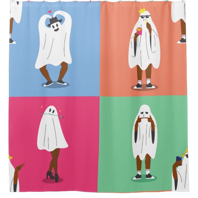 african ghost halloween colorblock ghouls funny shower curtain (Front)