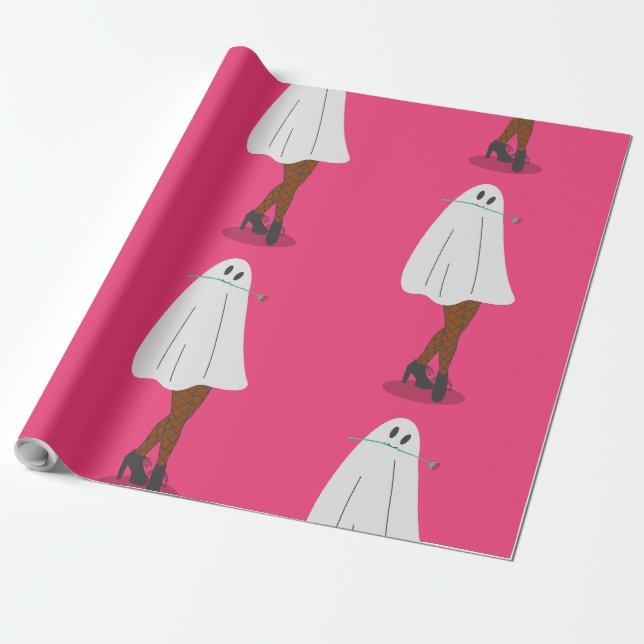 african ghost halloween fishnet stockings legs wrapping paper (Unrolled)