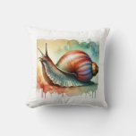 African giant snail 211024AREF145 - Watercolor Throw Pillow