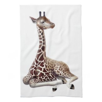 African Giraffe at Rest Kitchen Towel