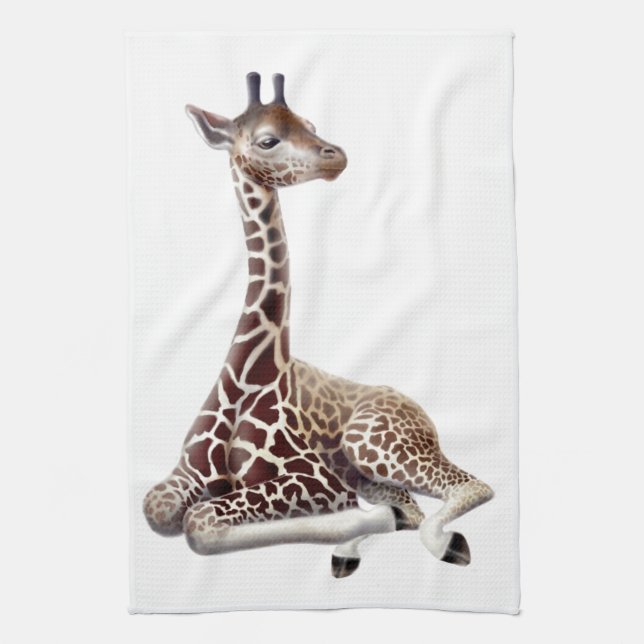 African Giraffe at Rest Kitchen Towel (Vertical)
