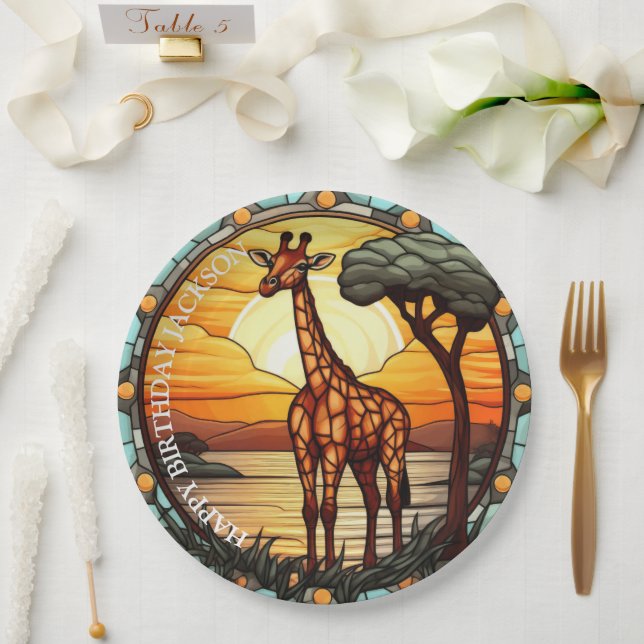 African Giraffe Birthday Paper Plates (Wedding)