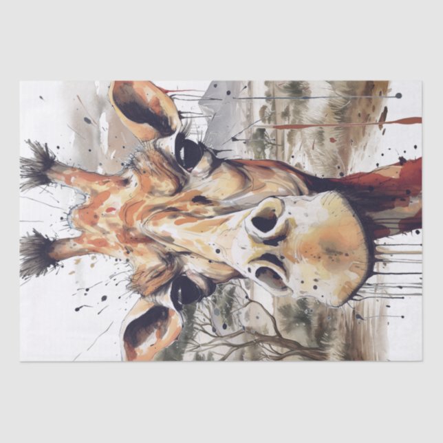 African Giraffe Caricature Funny Safari Tissue Paper (Front)