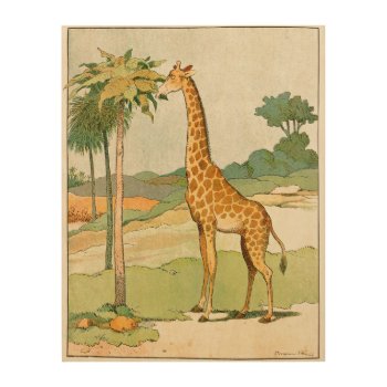 African Giraffe Eating Leaves Wood Wall Decor by kidslife at Zazzle