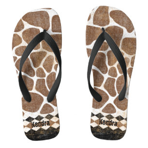 African Giraffe Pattern Flip Flops
