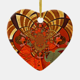 African Giraffe Traditional Art Print   Whimsical  Ceramic Ornament