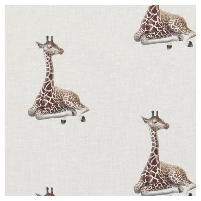 African Giraffe Wildlife Cotton Fabric (Close Up)