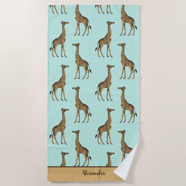 African Giraffes  Beach Towel (Front)