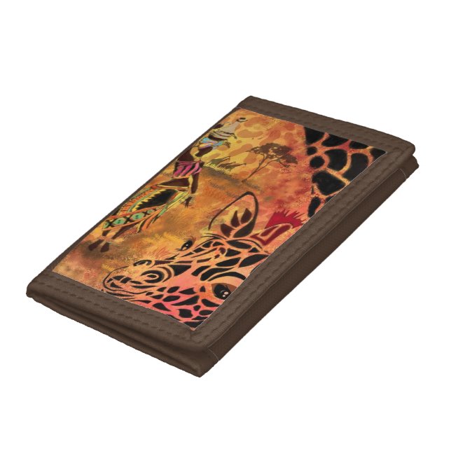 African Girl and Giraffe - Friends - Art Drawing - Trifold Wallet (Bottom)