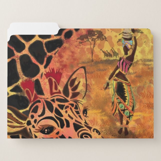 African Girl and Giraffe Friends File Folder (Front Left)