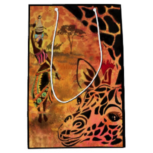 African Girl and Giraffe Friends Gift Bag