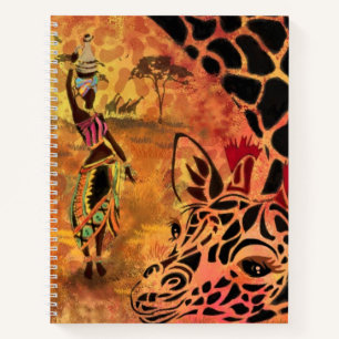 African Girl and Giraffe Notebook Friends