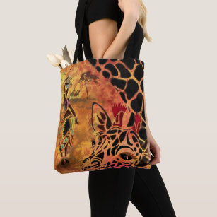 African Girl and Giraffe Tote Bag