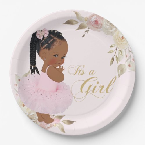African Girl Baby Shower Paper Plate