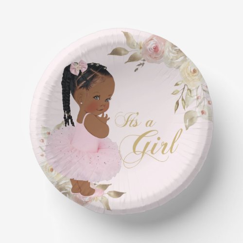 African Girl Baby Shower Paper Plate Paper Bowls